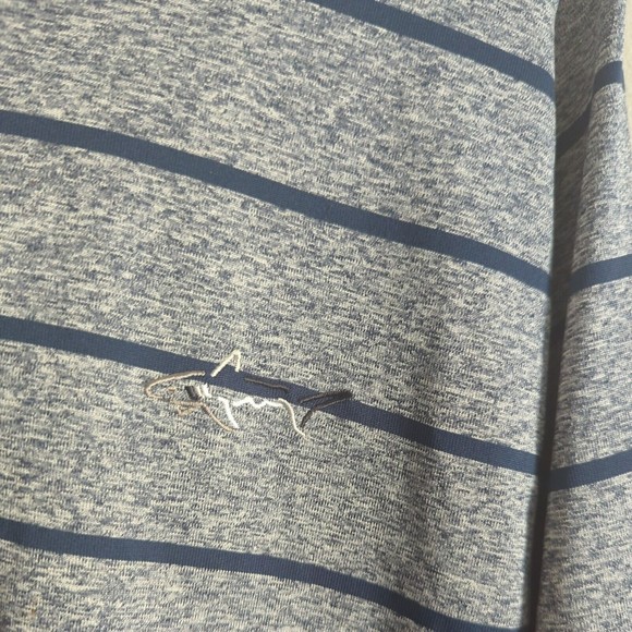 Greg Norman for Tasso Elba Men's Large Play Dry Long Sleeve Gray Striped Polo - Picture 3 of 8